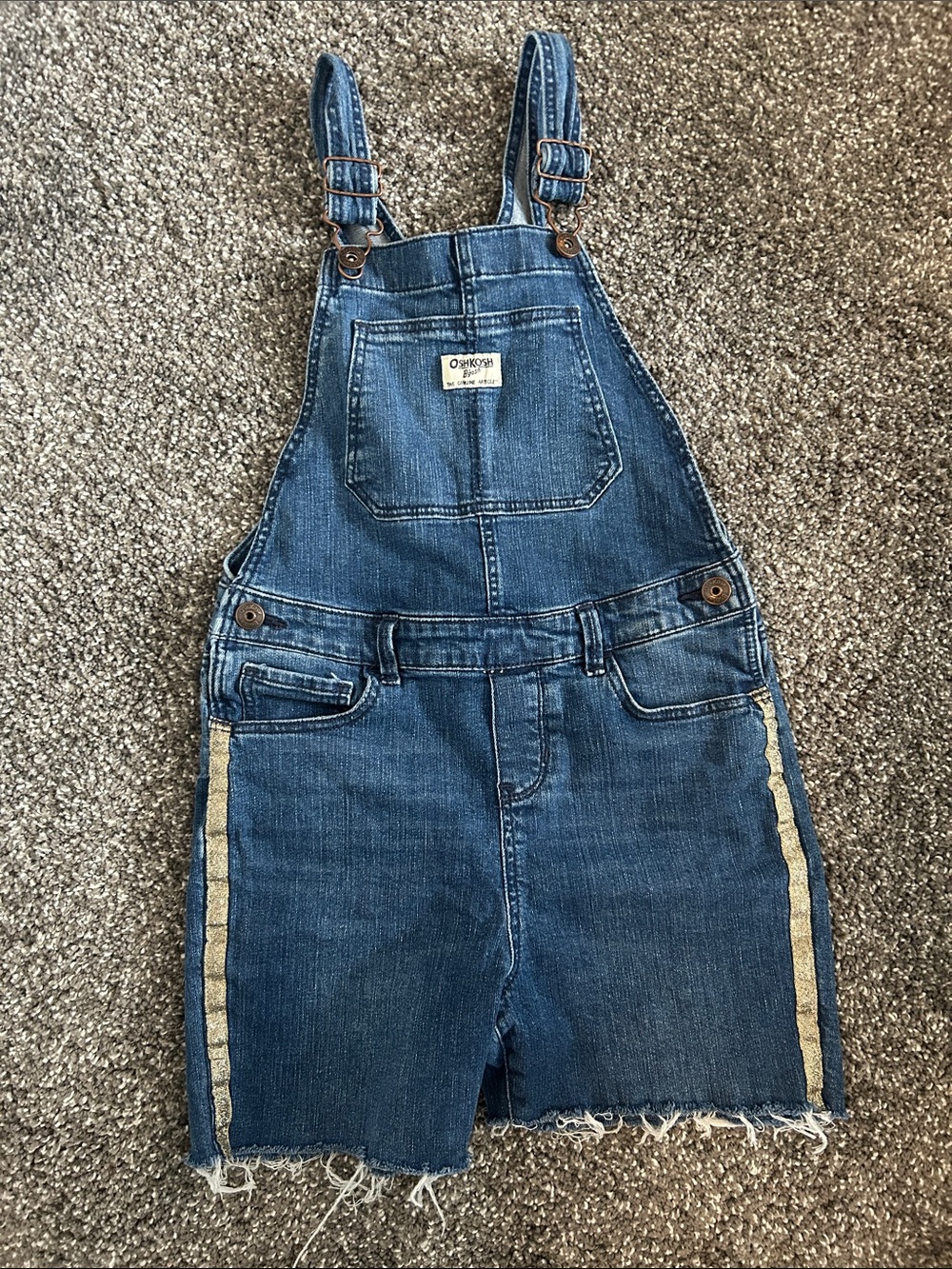 OshKosh B'gosh Blue Denim Overall Shorts with Gold Accent